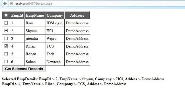 Get Row Cell Value From Grid View of Checked Checkbox in ASP.Net